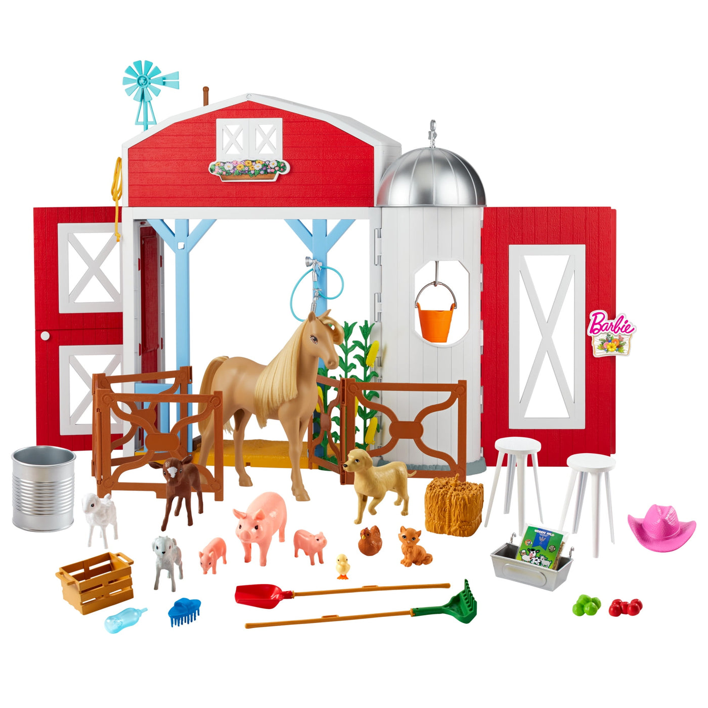 Barbie Horse Barn Playset with 25+ Feeding & Grooming Accessories [Walmart Exclusive]