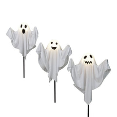 Fabric Ghost Pathmarker Lights, 3PC, Warm White LEDs, 6ft, Halloween Outdoor, by Way To Celebrate