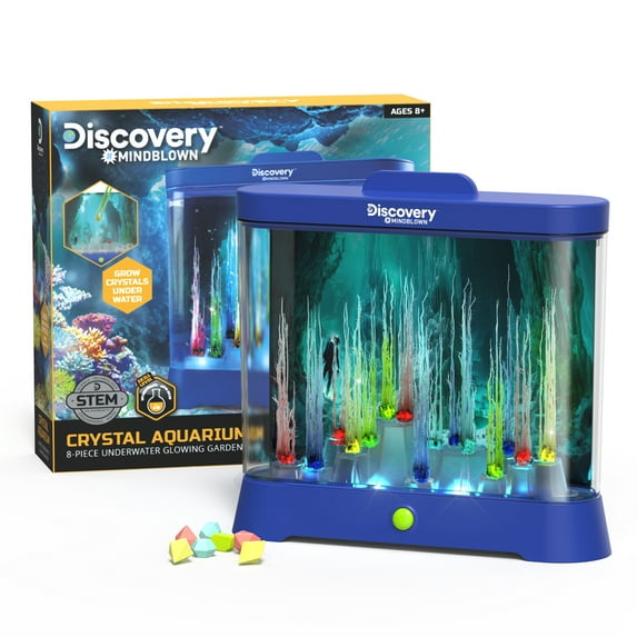 Discovery™ #Mindblown Crystal Aquarium 8-Piece Set - Underwater Crystal Growing Garden, LED Lights, Ages 8 years+