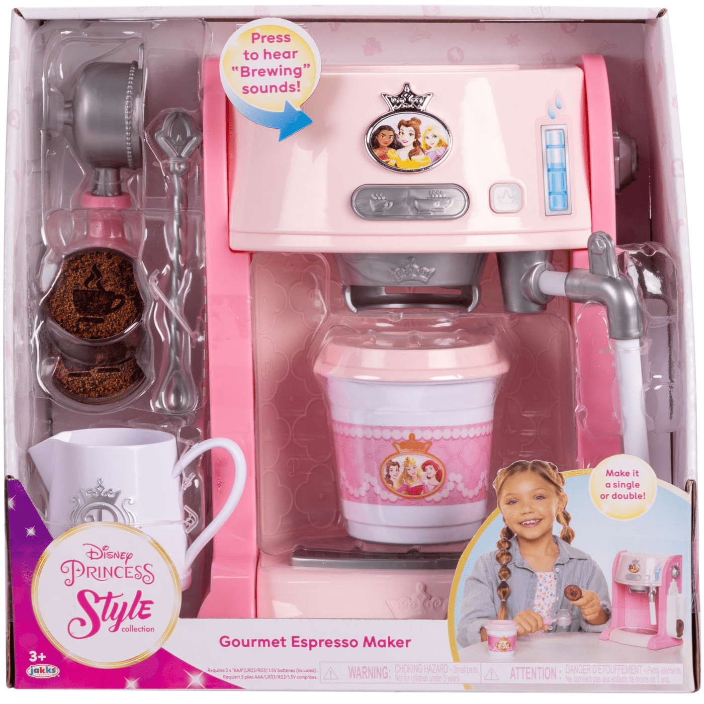 Disney's Style Collection Pretend Play Espresso Maker Realistic Sounds and Lights Fits Age Group 3+