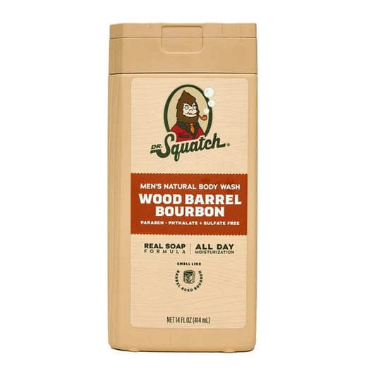Dr. Squatch Wood Barrel Bourbon Natural Body Wash for Men, 14 fl oz