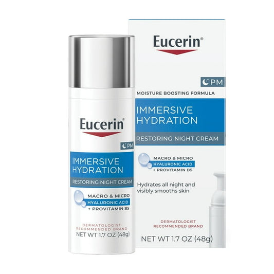 Eucerin Immersive Hydration Restoring Night Cream with Hyaluronic Acid and Provitamin B5, 1.7 oz