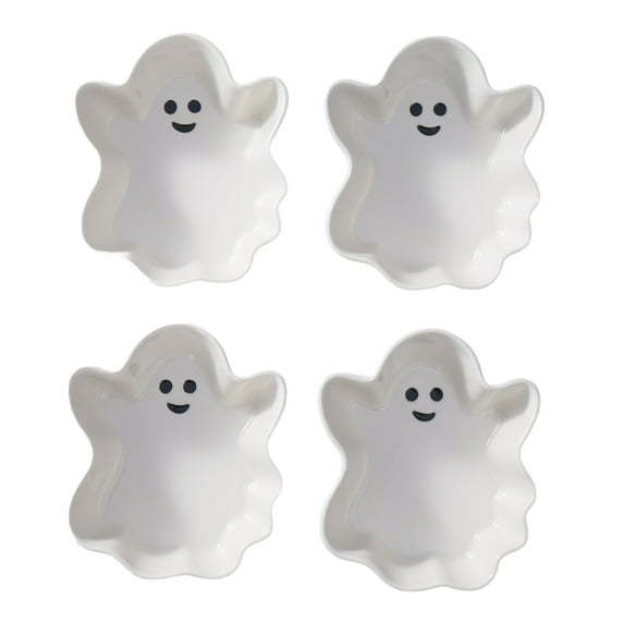 Way to Celebrate Halloween 4pk Ceramic White Figural Ghost Appetizer Bowls