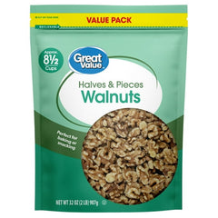 Great Value Walnuts Halves & Pieces, 32 oz