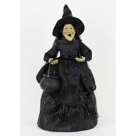 Witch with Cauldron Tabletop Decor, Black, 15", Halloween by Way To Celebrate
