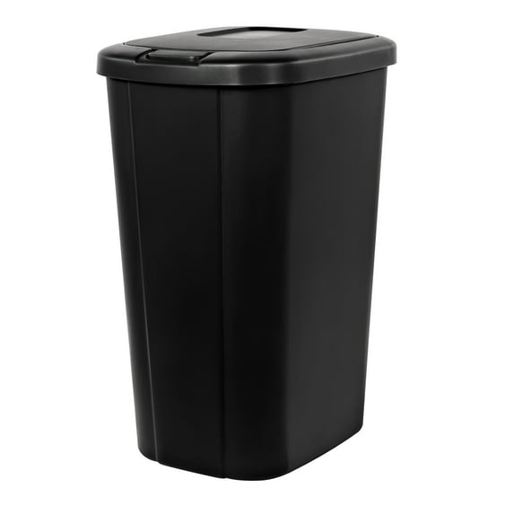 Hefty Kitchen Trash Can, 13.3 Gallon Plastic Touch Top Garbage Bin with Push Button Lid, Black
