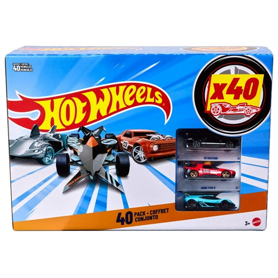 Hot Wheels 40 Pack, Set of 40 1:64 Scale Toy Race Cars, Rescue Vehicles or Trucks (Styles May Vary)