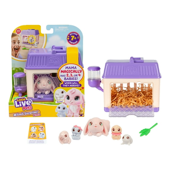Little Live Pets - Mama Surprise Minis. Feed and Nurture a Lil' Bunny Inside Their Hutch, Ages 5+