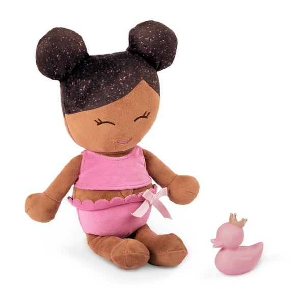 LullaBaby 14-inch Plush Bath Doll Dark-Brown Hair Tub Toys for Kids 2 Years Old & up