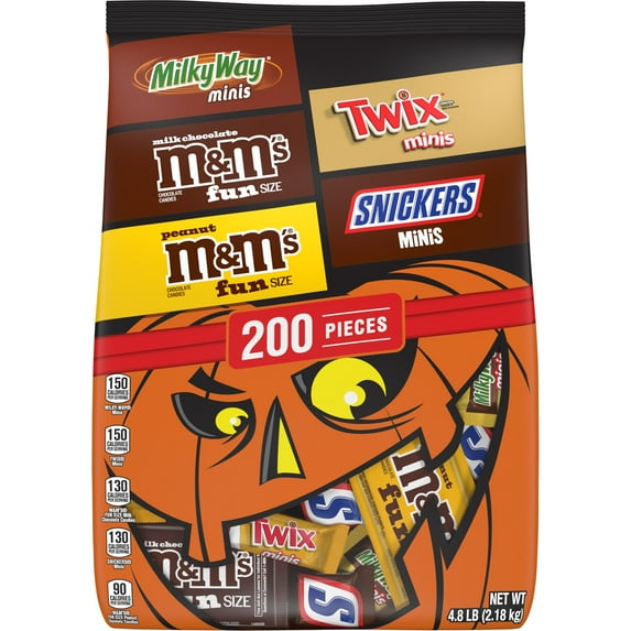 M&M's, Snickers, Twix & Milky Way Chocolate Halloween Candy Variety Pack - 200 Ct Bulk Bag