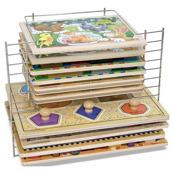 Melissa & Doug Deluxe Metal Wire Puzzle Storage Rack for 12 Small and Large Puzzles
