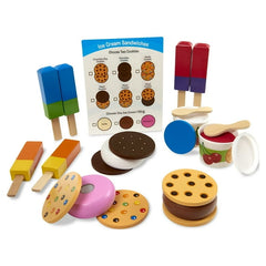 Melissa & Doug Wooden Frozen Treats Ice Cream Play Set (24 Pcs) - Play Food and Accessories