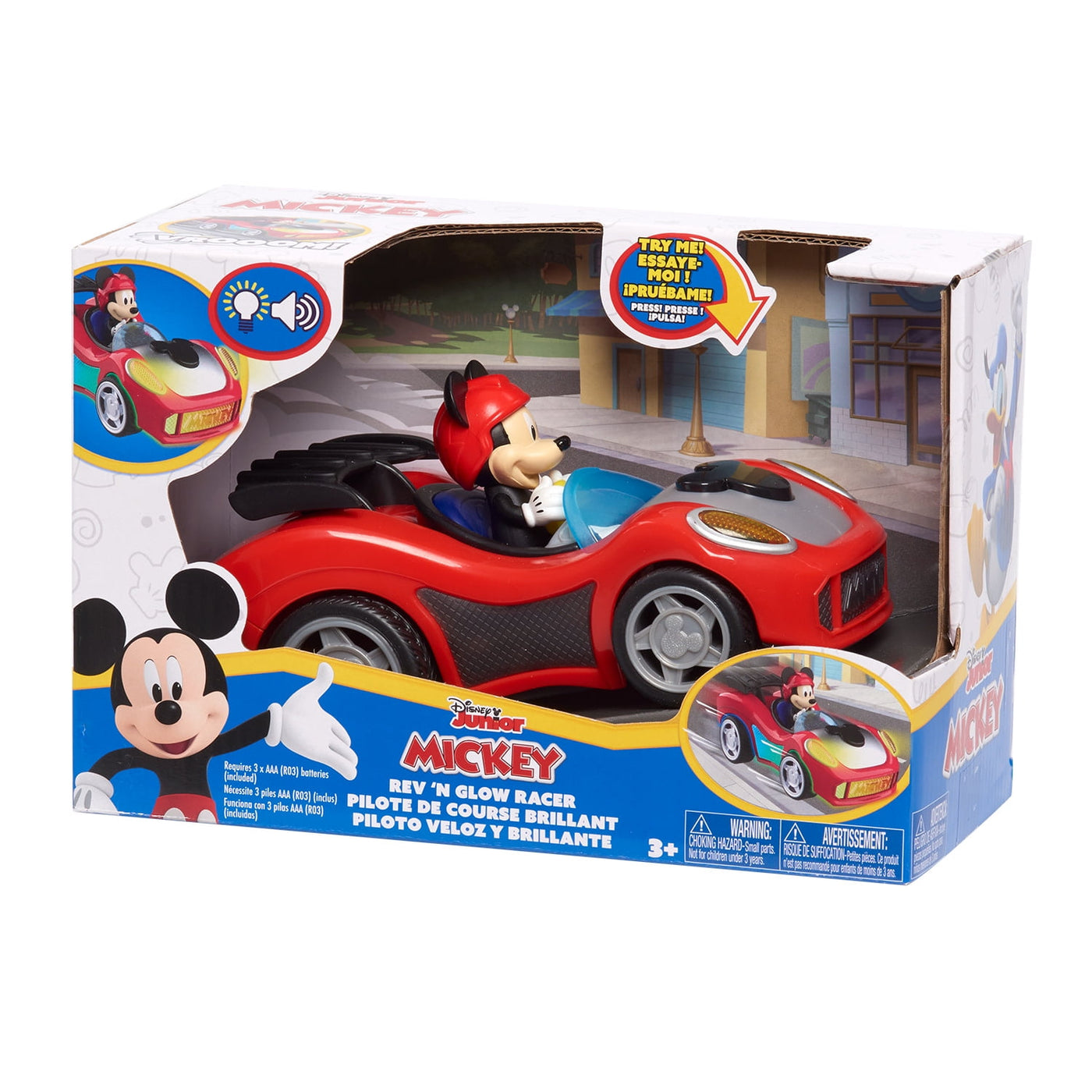 Mickey Mouse Rev 'n Go Vehicles with Lights and Sounds, Mickey's Car, Mickey Mouse Phrases Baby and Toddler Toys