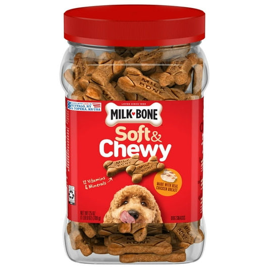 Milk Bone Soft and Chewy Dog Treats, Chicken Recipe With Chicken Breast, 25oz Canister