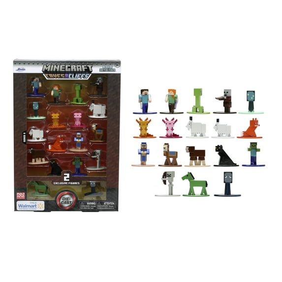 Minecraft Caves and Cliffs 18-Pack Series 8 Die-Cast Figures, Multi-Color