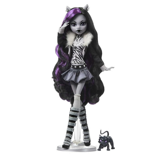 Monster High Doll with Posters, Clawdeen Wolf in Black and White