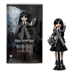 Monster High Wednesday Collectible Doll, Wednesday Addams in Nevermore Academy Uniform with Thing