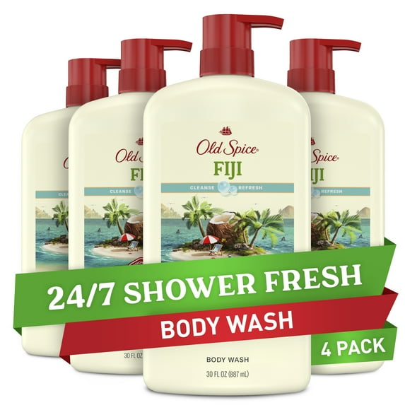 Old Spice Men's Body Wash Fiji with Palm Tree, 24/7 Shower Fresh, 120 oz, 4 Pack
