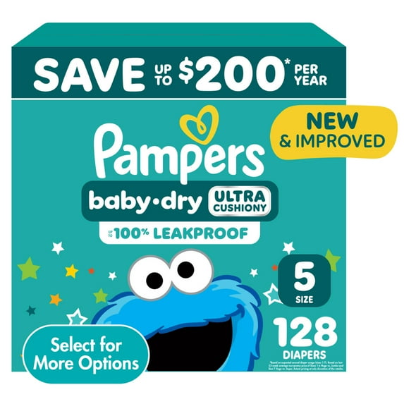 Pampers Baby Dry Diapers Size 5, 128 Count (Select for More Options)