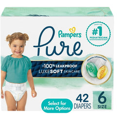 Pampers Pure Baby Diapers Size 6, 42 Count (Select for More Options)