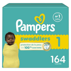 Pampers Swaddlers Wetness Indicator Hypoallergenic Soft Latex and Paraben Free Soft Diapers - Size 1, 164 Count
