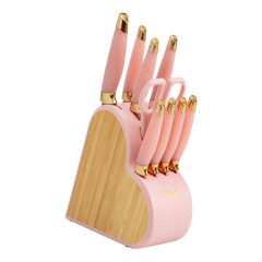 Paris Hilton 10-Piece Heart-Shaped Stainless Steel Knife Block Set, Pink