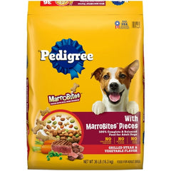 Pedigree With MarroBites Pieces Adult Dry Dog Food, Grilled Steak and Vegetable Flavor, 36 lb. Bag