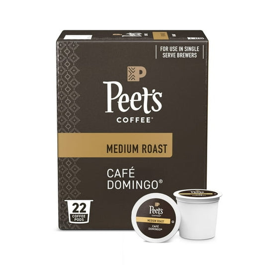 Peet's Coffee Cafe Domingo Blend Premium Medium Roast Single Serve Coffee Pods, 22 Count