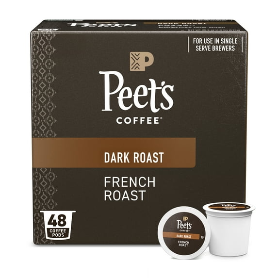 Peet's Coffee French Roast Premium Dark Roast Single Serve Coffee Pods, 48 Count