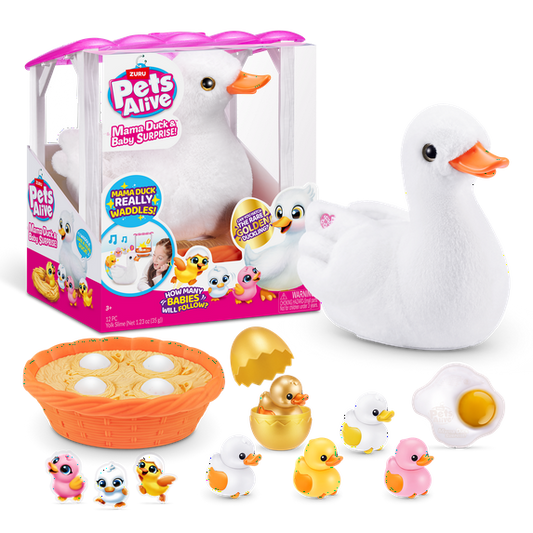 Pets Alive Mama Duck & Baby Surprise, Nurturing Play Surprise Hatching Interactive Girls Toy by ZURU