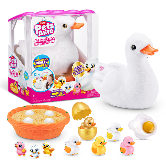 Pets Alive Mama Duck & Baby Surprise, Nurturing Play Surprise Hatching Interactive Girls Toy by ZURU