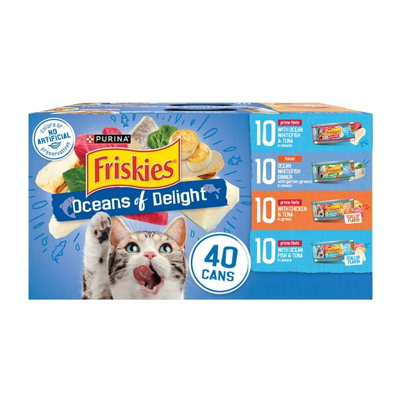 Purina Friskies Ocean Of Delight Gravy Variety Pack, Wet Cat Food, 5.5 oz Cans, 40 Pack