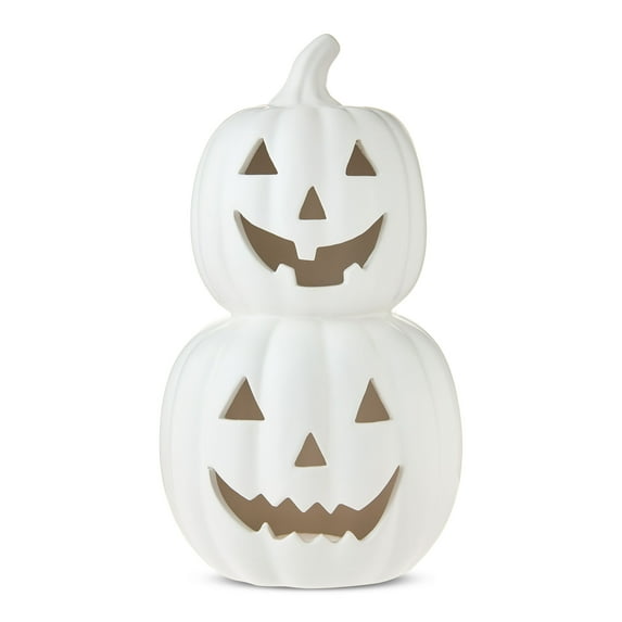 Stacked Pumpkins Tabletop Decor, White, 11.25", Halloween by Way To Celebrate