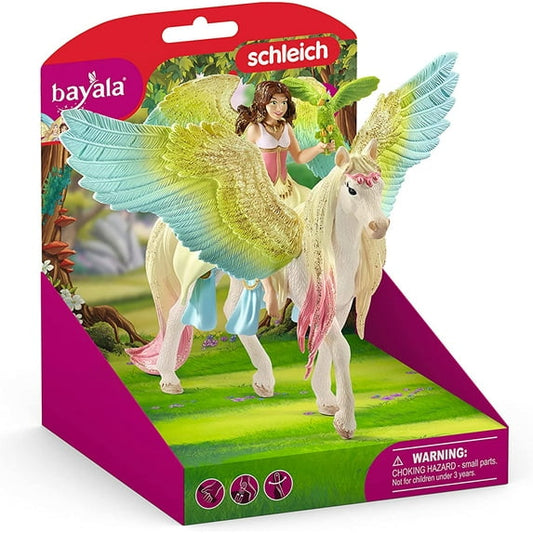 Schleich Bayala - 3PC Playset with Fairy Figurine Surah and Pegasus - Unicorn and Fairy Toy Figure with Movable Arms for Girls and Boys - Kids Ages 5+