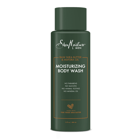SheaMoisture Men Body Wash Cleanser to Clean and Hydrate Skin Raw Shea Butter & Mafura Oil Moisturizing 15 fl oz