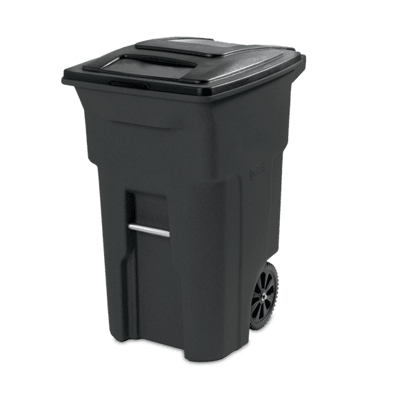 Toter 64 gallon black garbage can with wheels and lid