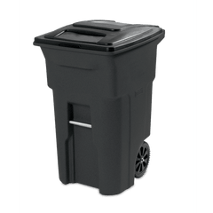 Toter 64 gallon black garbage can with wheels and lid