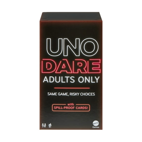 UNO Dare Adults Only Card Game, 2-10 Players, Waterproof Cards and Dice for Adult Game Night (Walmart Exclusive)