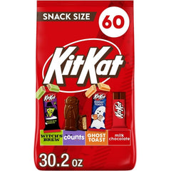 Kit Kat Assorted Flavored Wafer Snack Size Halloween Candy, Bag 30.2 oz, 60 Pieces