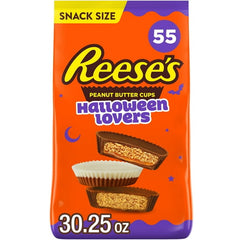 Reese's Assorted Flavored Snack Size Peanut Butter Cups Halloween Candy, Bag 30.25 oz, 55 Pieces