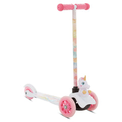 Sakar Unicorn Ride-N-Glide Buddies 3D Toddler Scooter, 3 Wheel Scooter for Kids Ages 3+, White