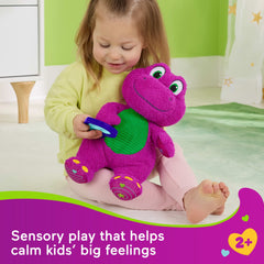 Fisher-Price Barney’s World Sensory Barney Plush Toy with Fidget Activity for Toddlers