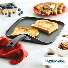 Farberware Easy Clean Griddle Pan - 11 Inch Nonstick Grill Pan, Dishwasher Safe, Oven Safe to 350°F, Black