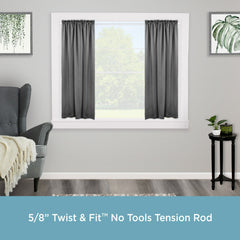 Kenney® Rogers 5/8" Twist & Fit™ No Tools Adjustable Tension Window Curtain Rod, 48-84", White