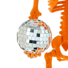 Small Flocked Disco Skeleton Tabletop Decor, Orange, 16", Halloween by Way To Celebrate