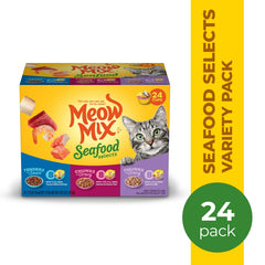 Meow Mix Seafood Selections Variety Pack, Wet Cat Food, 2.75 oz Cup (24 Pack)