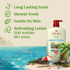 Old Spice Men's Body Wash Fiji with Palm Tree, 24/7 Shower Fresh, 120 oz, 4 Pack
