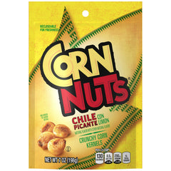 (6 pack) CORN NUTS Chile Picante Con Limon, Crunchy Corn Kernels Flavored Nuts Snack, Shelf-Stable, 7 oz Resealable Plastic Bag