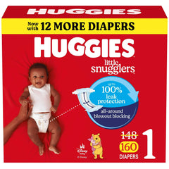 Huggies Little Snugglers Fragrance Free Baby Diapers, Size 1 (8-14 lbs), 160 Count (Select for More)