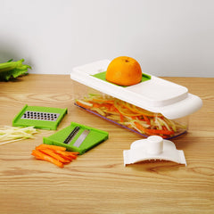 Mainstays 11 Pieces Multi-Function Nice Dicer and Mandoline, Stainless Steel, Green Glaze, 820g